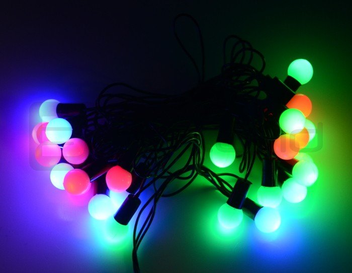 Osvětlení vánočních stromků LED koule - RGB - 40 ks.