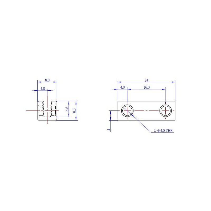 MakeBlock 60504 -beam 0808-024 - modrý - 4ks.