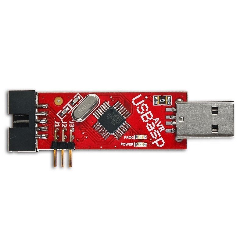 Programátor AVR kompatibilní s páskou USBasp ISP + IDC - červená