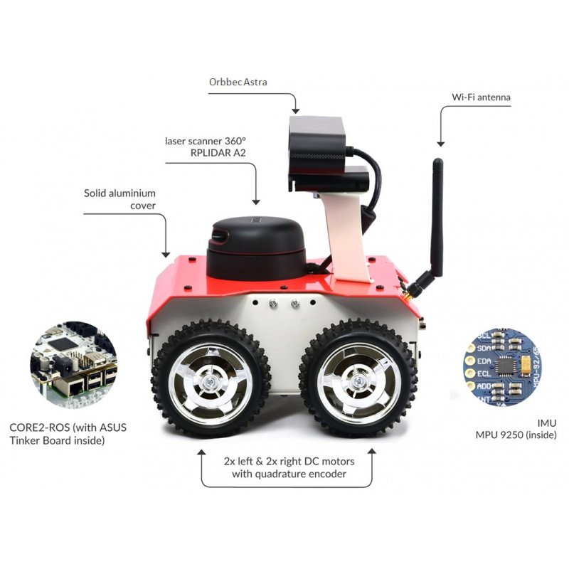 Husarion ROSbot - autonomní robotická platforma s řadičem Core2-ROS + senzorem Lidar