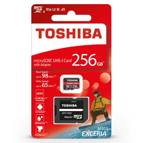 Paměťová karta Toshiba Exceria M303 microSD 256 GB 98 MB / s UHS-I třída U3 s adaptérem