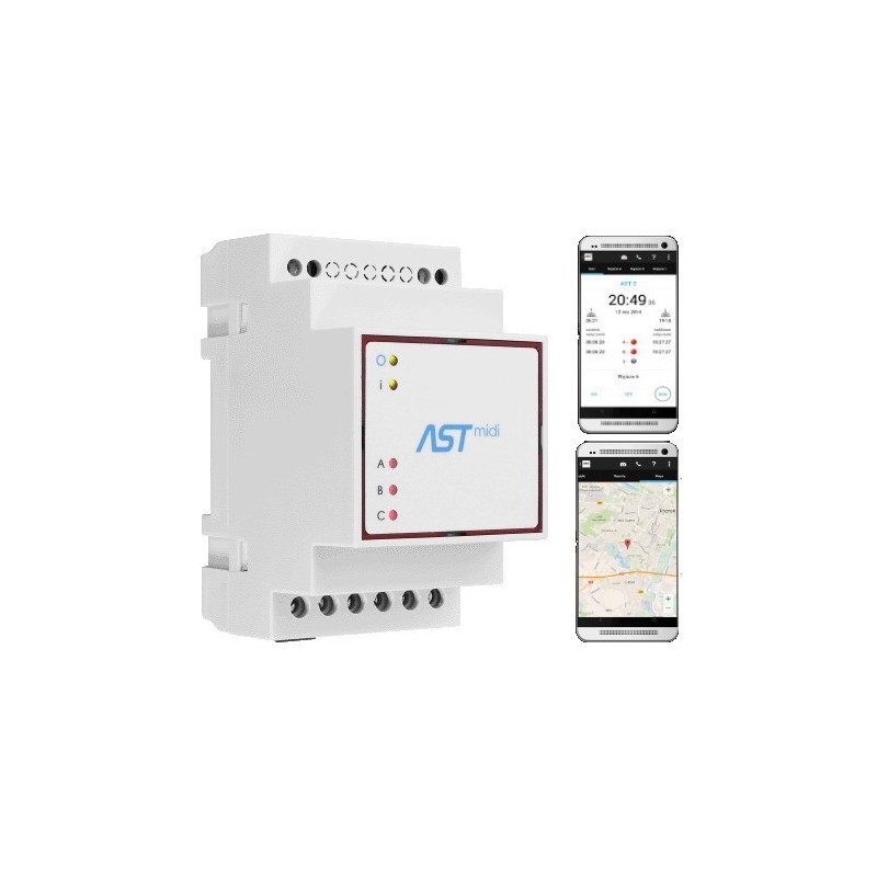 ASTmidi GPS - orloj na DIN lištu s GPS - 2 x výstup 230V / 5A + interní anténa