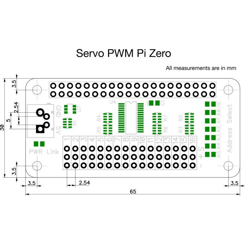 Servo PWM Pi Zero - 16kanálový servopohon pro Raspberry Pi
