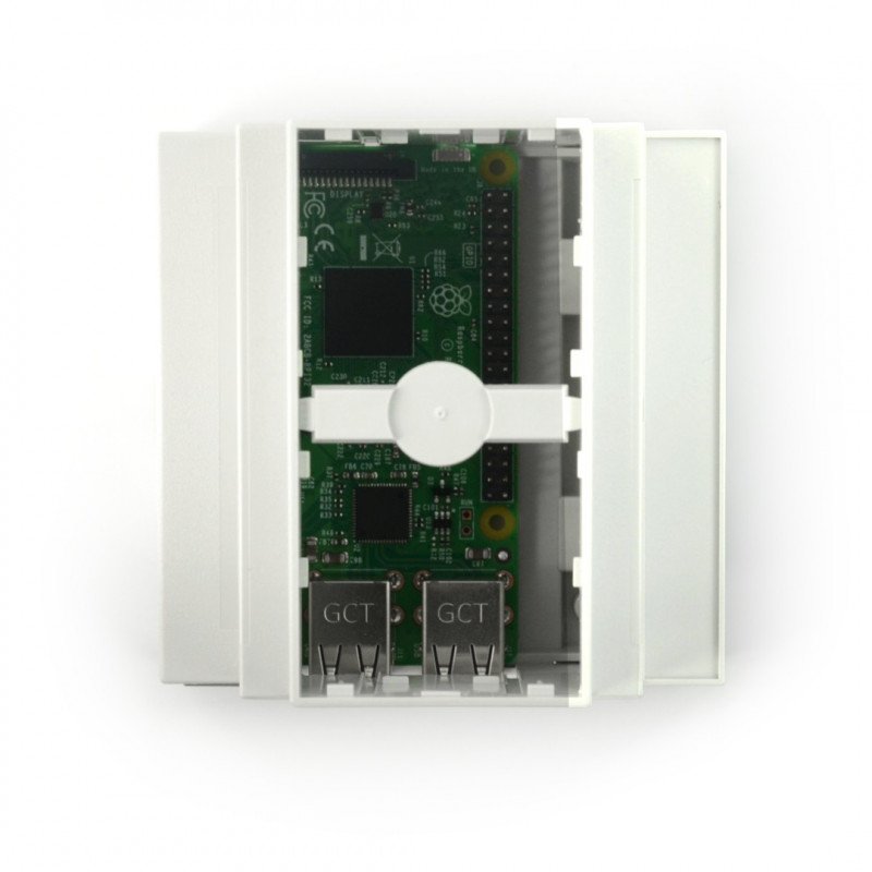Pouzdro Raspberry Pi 3B + / 3B / 2B na DIN lištu - šedé / průhledné