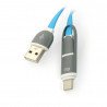 USB C + microUSB - kabel USB A - 1m modrý - zdjęcie 1