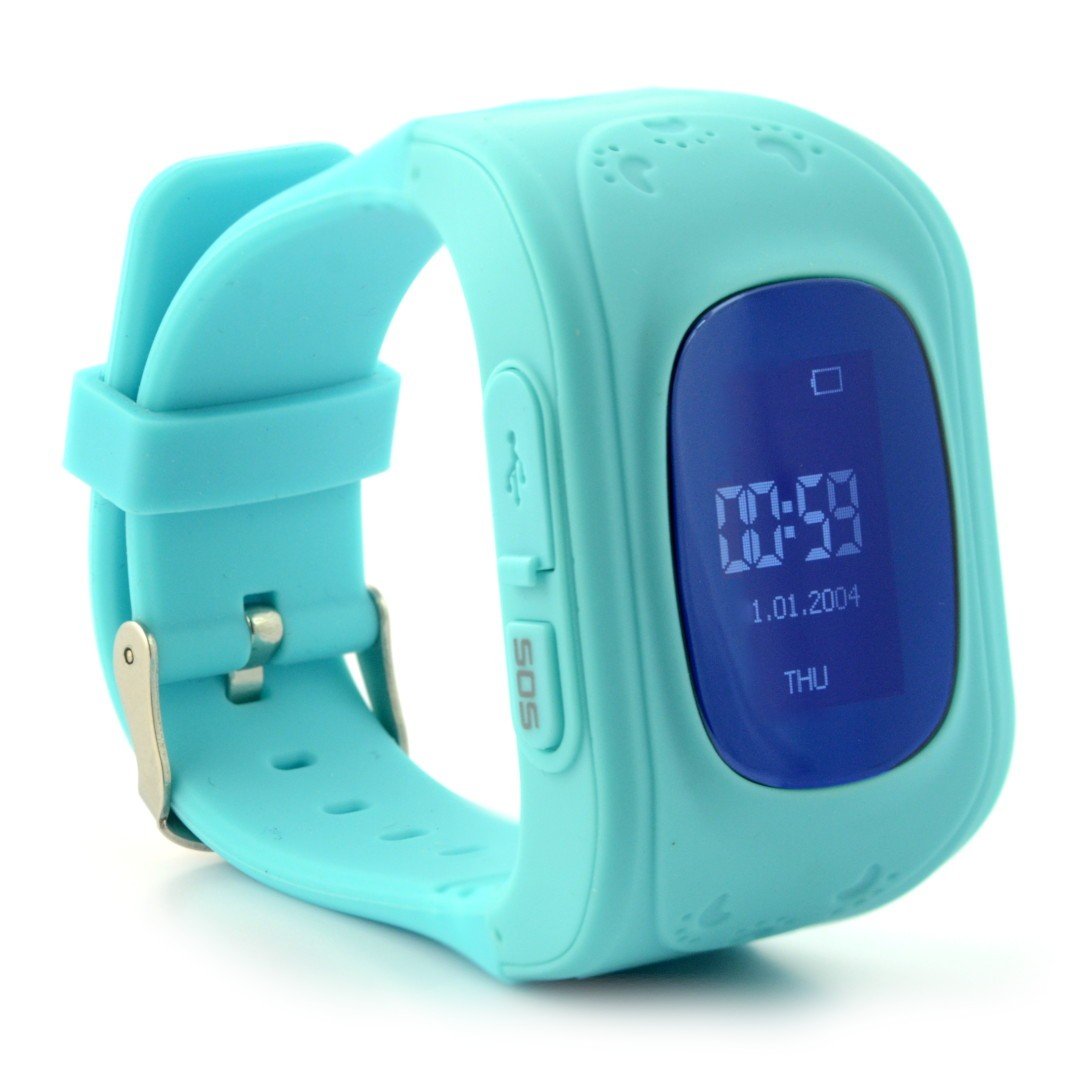 Dětské hodinky s GPS lokátorem AW-K01 - tyrkysové