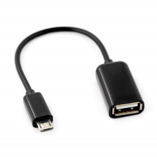 OTG Host USB kabel - microUSB - černý - 12cm