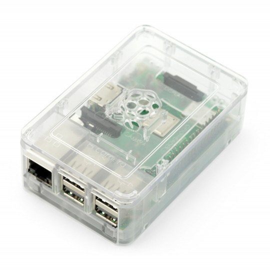 Pouzdro Raspberry Pi Model 3B / 2B RS Pro - průhledné s krytem