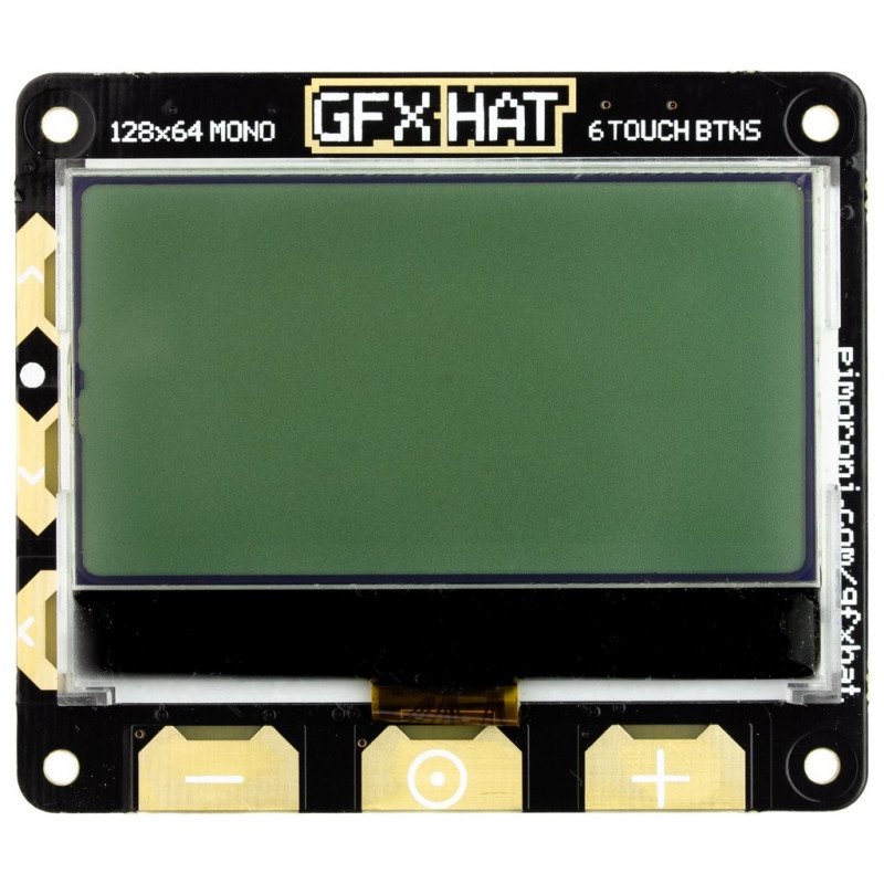 Pimoroni GFX HAT - modul s LCD 2,15 '' 128x64px s RGB podsvícením pro Raspberry Pi