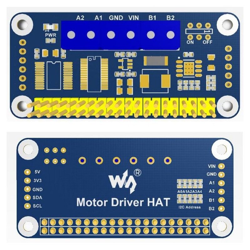 Dvoukanálový ovladač stejnosměrného motoru - HAT pro Raspberry Pi