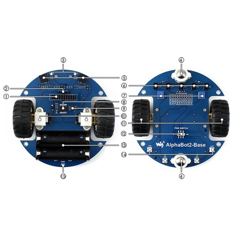 AlphaBot2 Acce Pack - kruhová robotická platforma se senzory a stejnosměrným pohonem pro mikro: bit