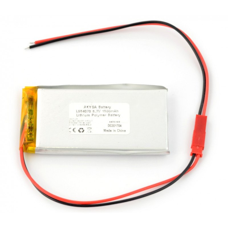 Akyga 1500mAh 1S 3,7V Li-Pol baterie - konektor JST-BEC + zásuvka