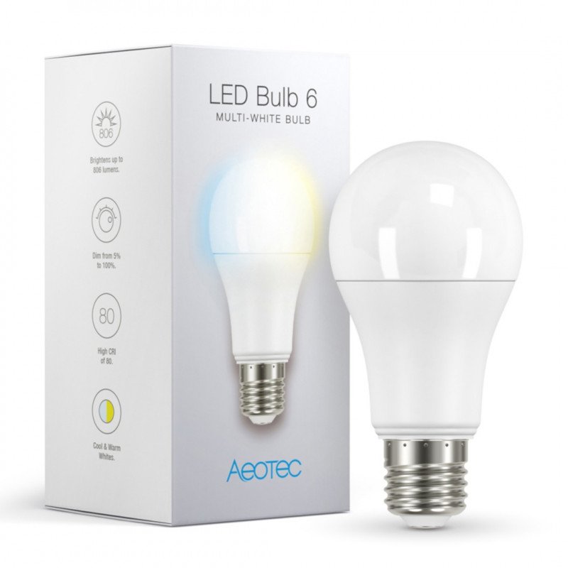 Aeotec LED Bulb 6 Multi-White - LED žárovka E27 - různé odstíny bílého světla