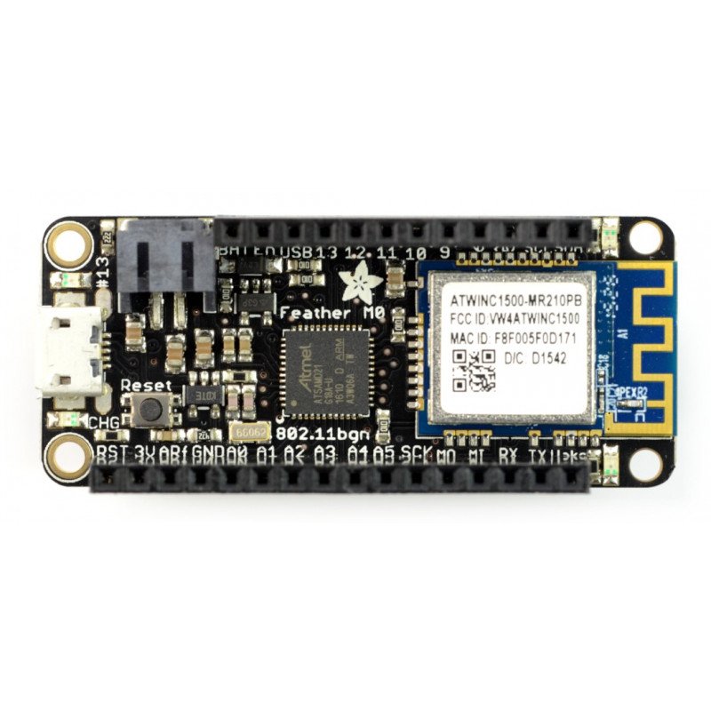 Adafruit Feather M0 WiFi 32bitová + PCB anténa - s konektory - kompatibilní s Arduino