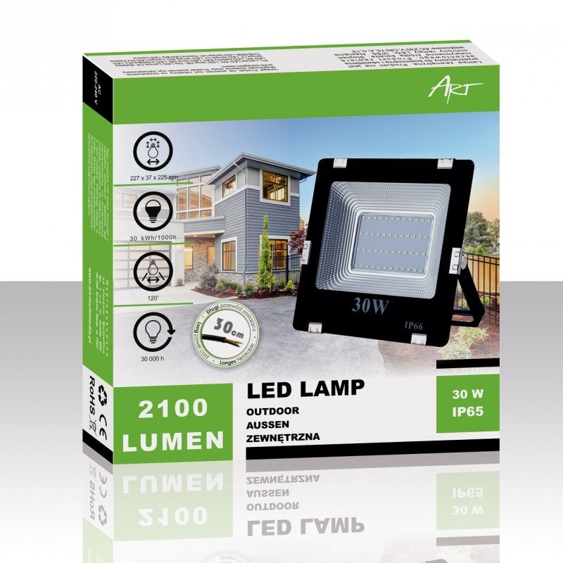 Venkovní lampa LED ART, 30 W, 2100 lm, IP65, AC230V, 4000 K - přírodní bílá