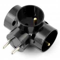 Trojitý rozdělovač DPM pro zásuvku AC 250V - černý