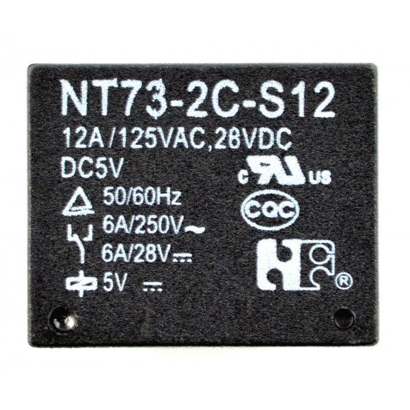 Relé NT73-2C-S12 - 5V cívka, 2x 12A / 125VAC kontakty