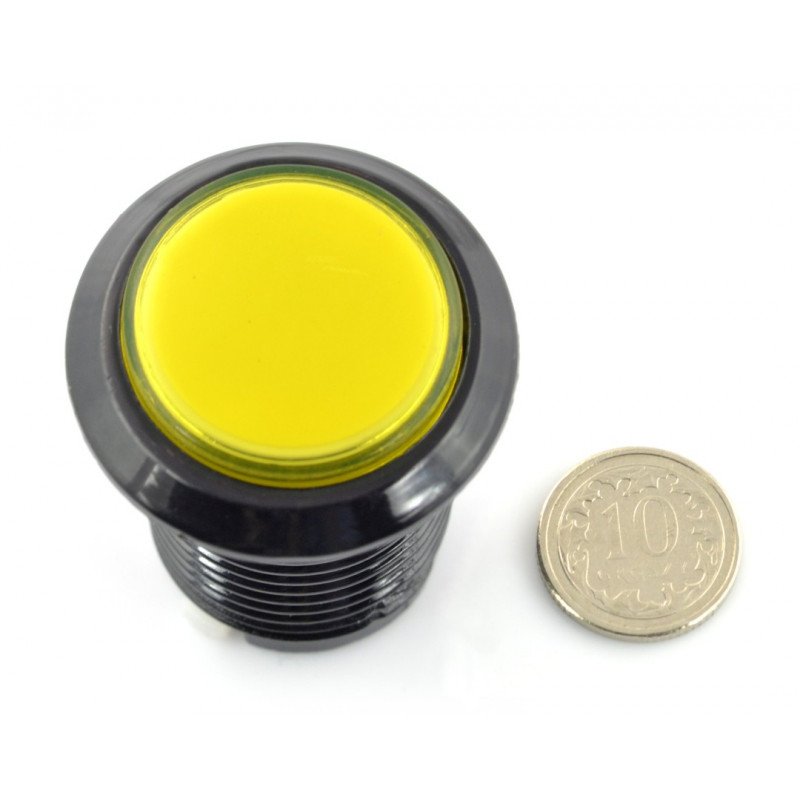 Arkádové tlačítko 3,3 cm - černé se žlutým podsvícením