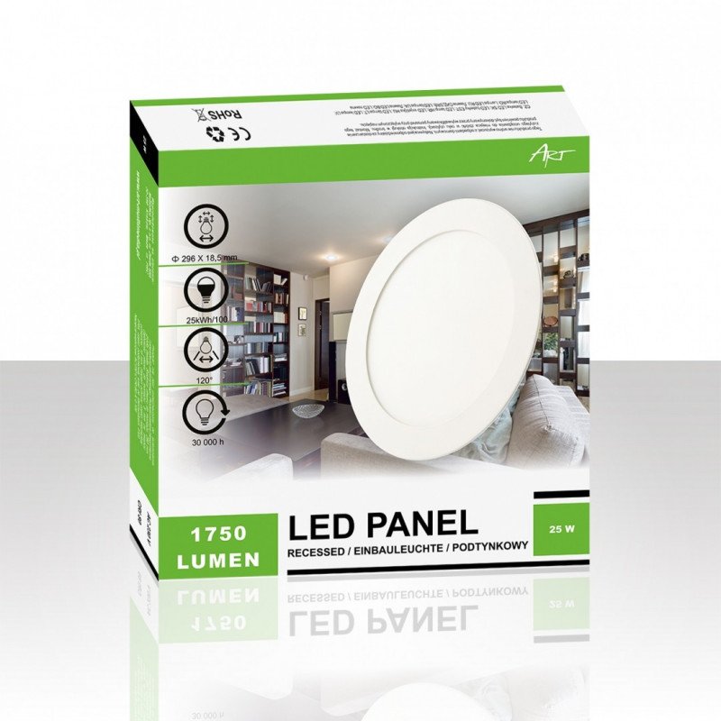Ultra tenký panel LED ART, kulatý, 300 mm, 25 W, 1750 lm, neutrální barva