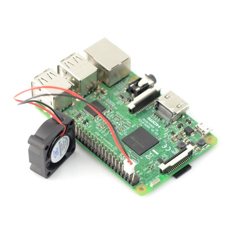 Pouzdro Raspberry Pi Model 3/2 / B + s ventilátorem - černé