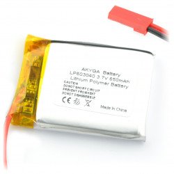 Baterie Akyga 650mAh 1S 3,7 V Li-Pol - konektor JST-BEC + zásuvka