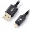 USB A - Lightning silikonový kabel pro iPhone / iPad / iPod - 1,5 m černý - zdjęcie 1