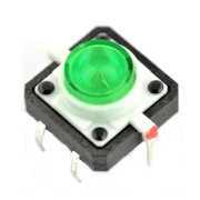 Taktický spínač 12x12, 7mm THT 6pin - zelené podsvícení