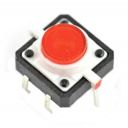 Taktický spínač 12x12, 7mm THT 6pin - červené podsvícení