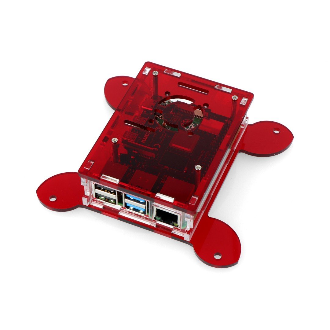 Pouzdro Raspberry Pi model 4B Vesa pro montáž monitoru - červené - LT-4B17