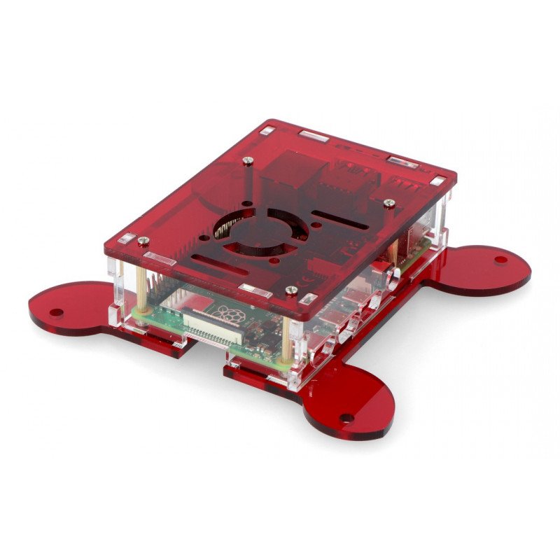 Pouzdro Raspberry Pi model 4B Vesa pro montáž monitoru - červené - LT-4B17