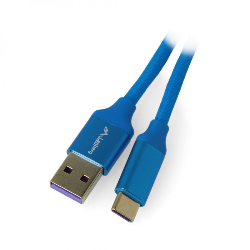 Lanberg USB kabel, typ AC 2.0, modrý premium 5A - 1m