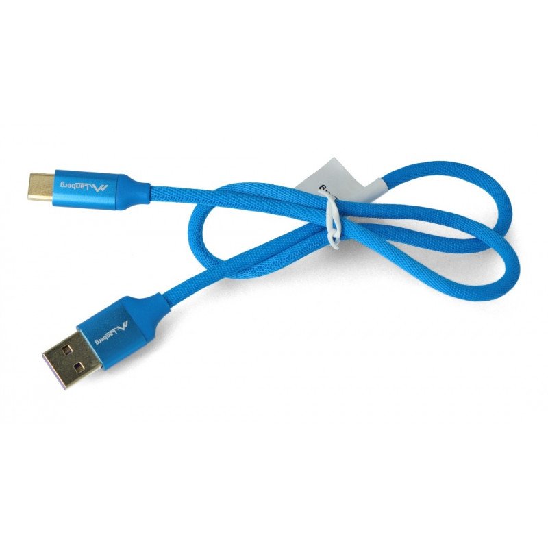 Lanberg USB kabel, typ AC 2.0, modrý premium 5A - 0,5m