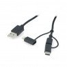 Kabel Lanberg 3v1 USB typu A - microUSB + blesk + USB typu C 2.0 černý PVC - 1,8m - zdjęcie 1