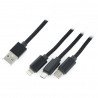 Kabel Lanberg Combo 3v1 USB typu A - microUSB + blesk + USB typu C 2.0 černý, opletení materiálu - 1,8 m - zdjęcie 1