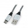 Kabel TRACER USB A - USB C 2.0 černé a stříbrné opletení - 1m - zdjęcie 1
