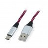 Kabel TRACER USB A - USB C 2.0 černé a fialové opletení - 1m - zdjęcie 1