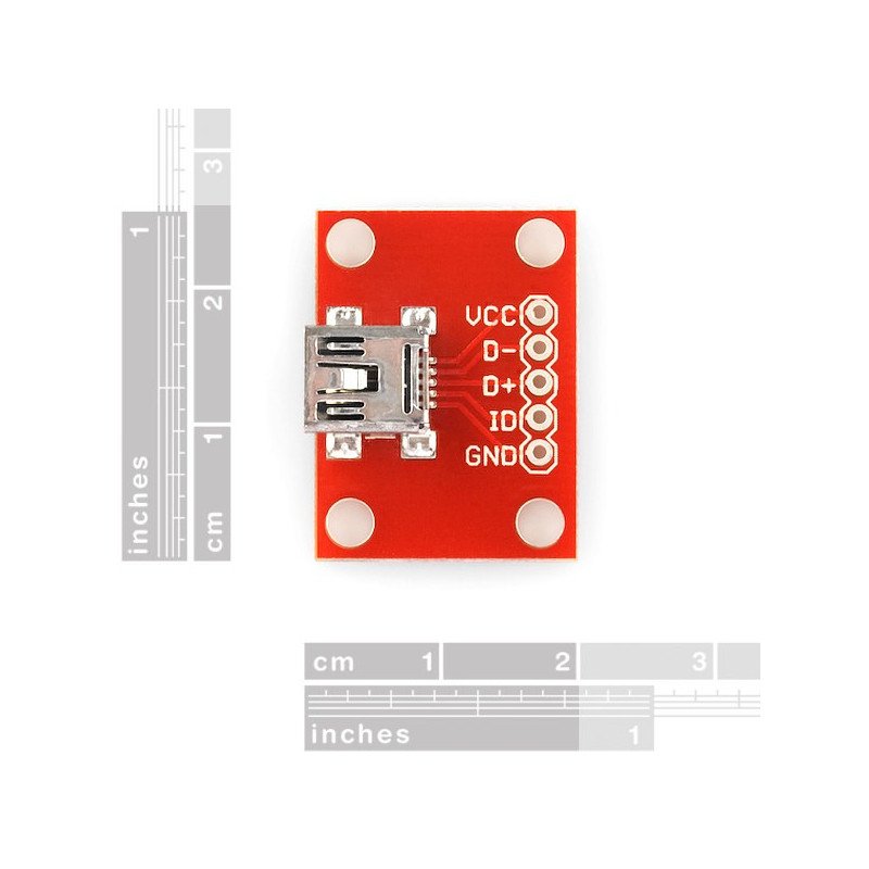 MiniUSB typ B 5 pinů - konektor pro kontaktní desku - SparkFun