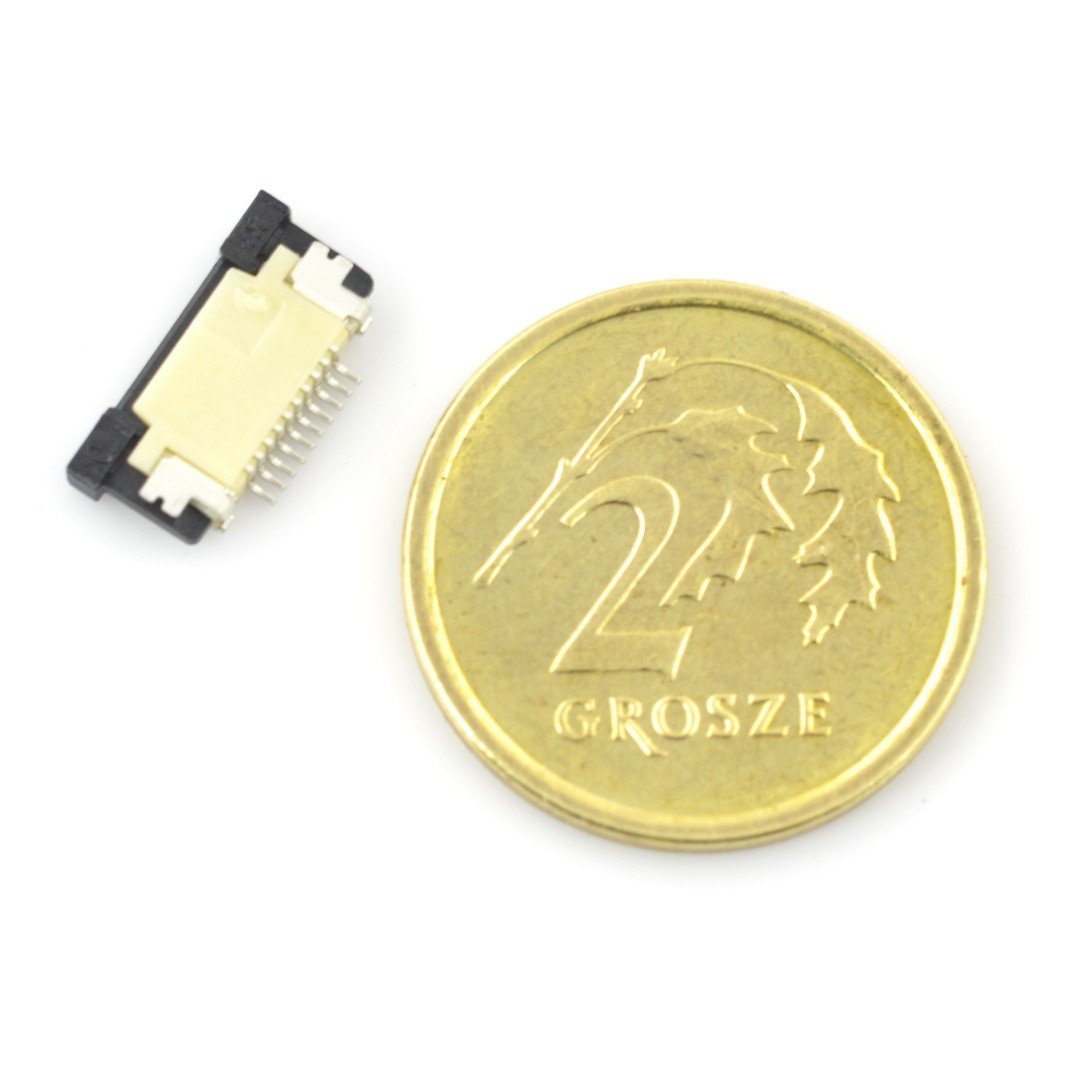 ZIF zásuvka, FFC / FPC, 10 pinů vodorovně, rozteč 0,5 mm, horní kontakt