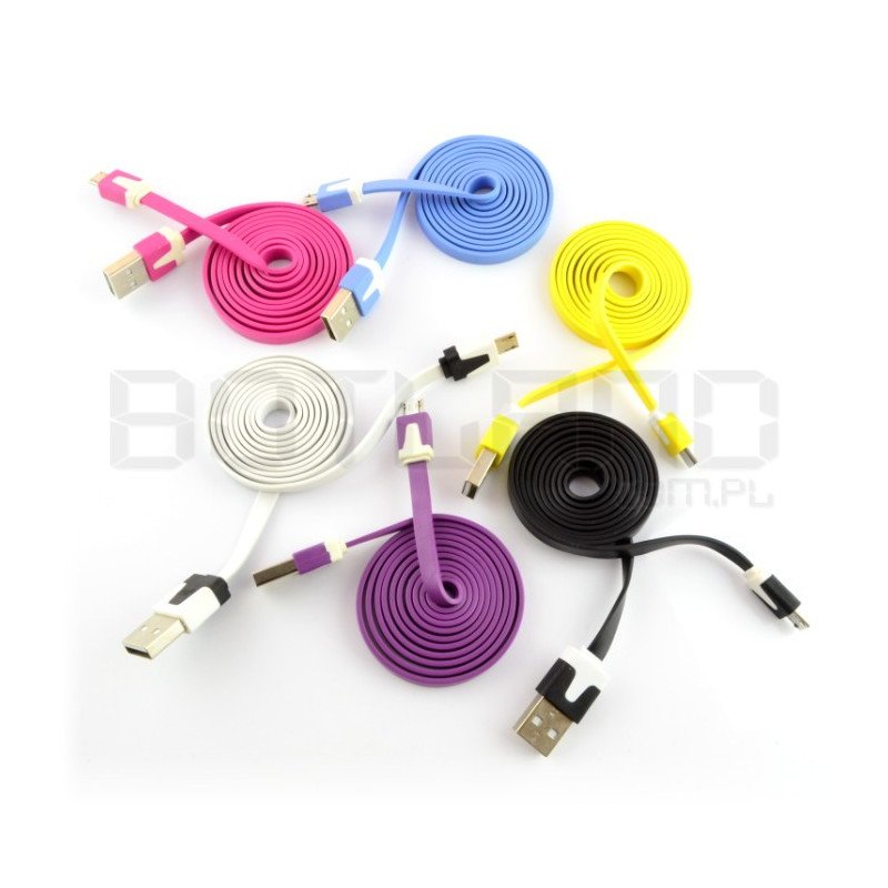 Duhový microUSB B kabel - 1m - různé barvy