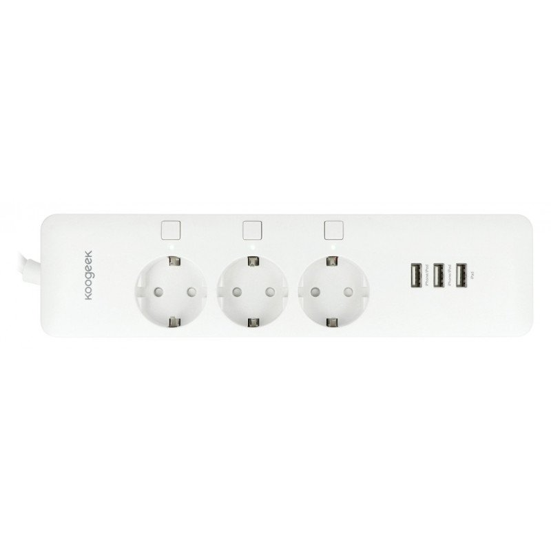 Koogeek O1EU - inteligentní prodlužovací kabel - 3 zásuvky, 3 porty USB - 1,5 m