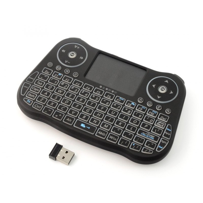 Bezdrátová klávesnice + touchpad MT08 - černá s podsvícením