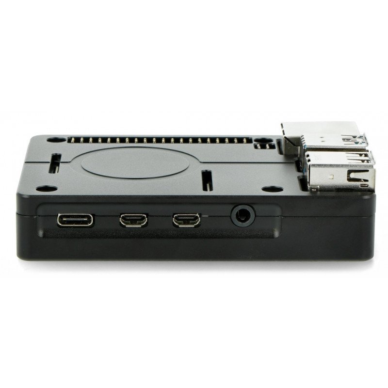 Pouzdro Raspberry Pi model 4B s ventilátorem - hliník - LT-4BA05 - černé