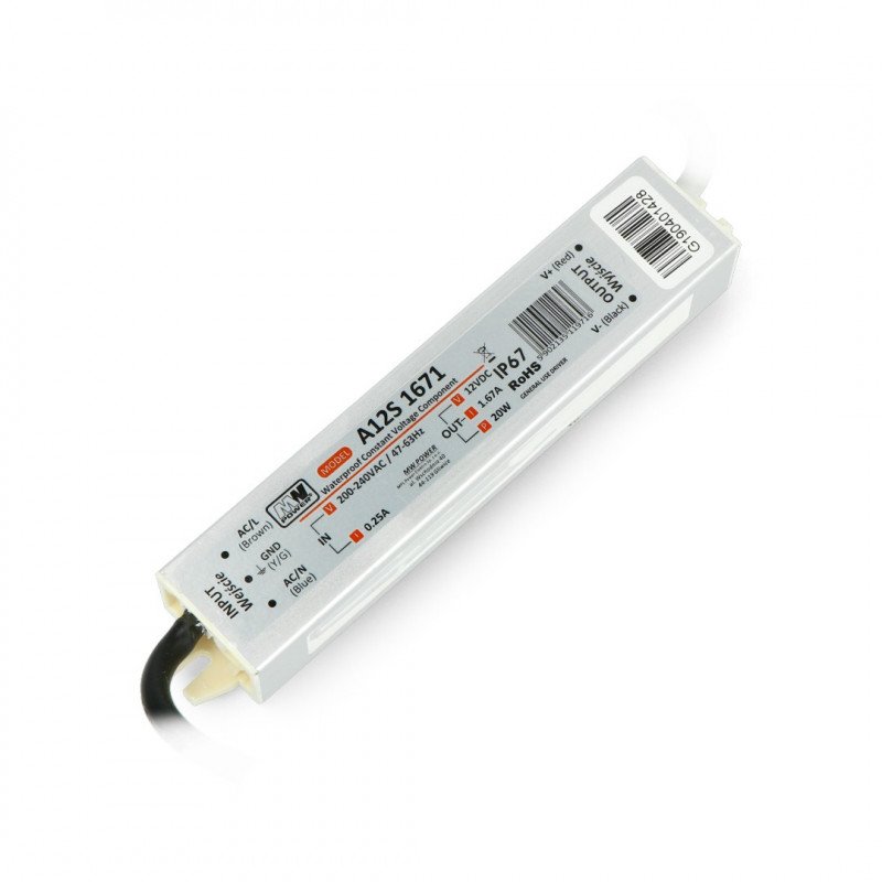 Napájecí zdroj pro LED pásek 12V / 1,67A / 20W