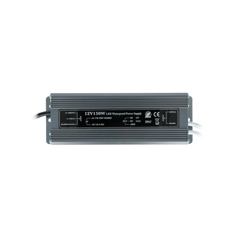 Napájecí zdroj W-150W-12V pro LED pásky a pásky vodotěsné IP67 - 12V / 12,5A / 150W