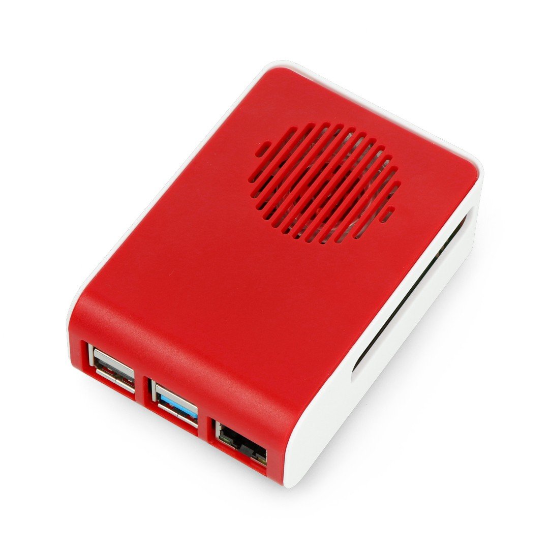 Pouzdro pro Raspberry Pi 4B - ABS - LT-4A11 - bílá červená - s modrým podsvícením LED