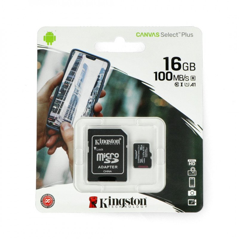Paměťová karta Kingston Canvas Select Plus microSD HC 16 GB 100 MB / s + adaptér