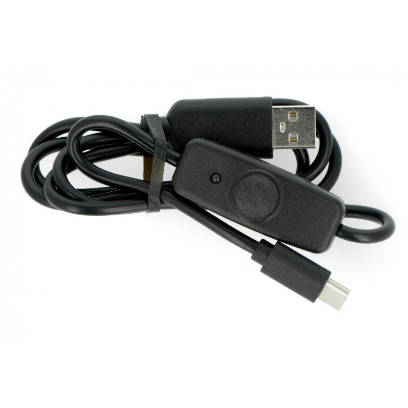 Kabel USB A - USB C s vypínačem, černý - 0,9 m
