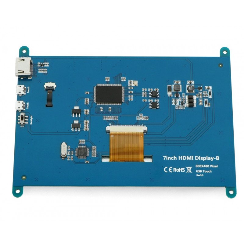 Dotykový displej - kapacitní LCD TFT 7 "800x480px HDMI + USB pro Raspberry Pi 4B / 3B + / 3B / 2B / Zero