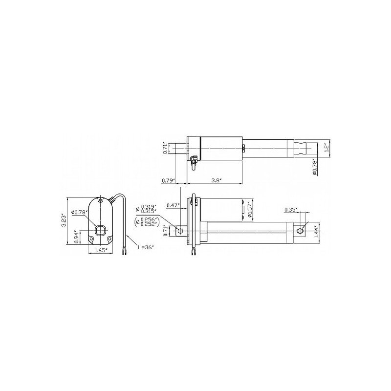 Lineární pohon LACT4-12V-20 500N 13 mm / s zdvih 12 - 10 cm