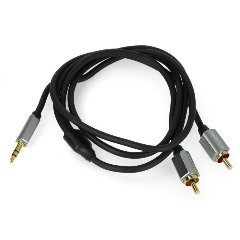Kruger & Matz Jack 3,5 mm - 2x RCA černý - kabel 1 m